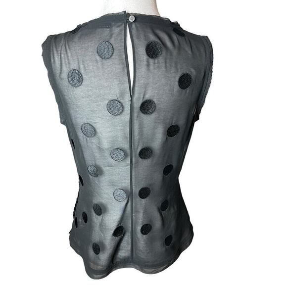 Karen Millen Black Sequin Sleeveless Top Sheer Back Embroidered Polkadots Sz 8 - Picture 6 of 11